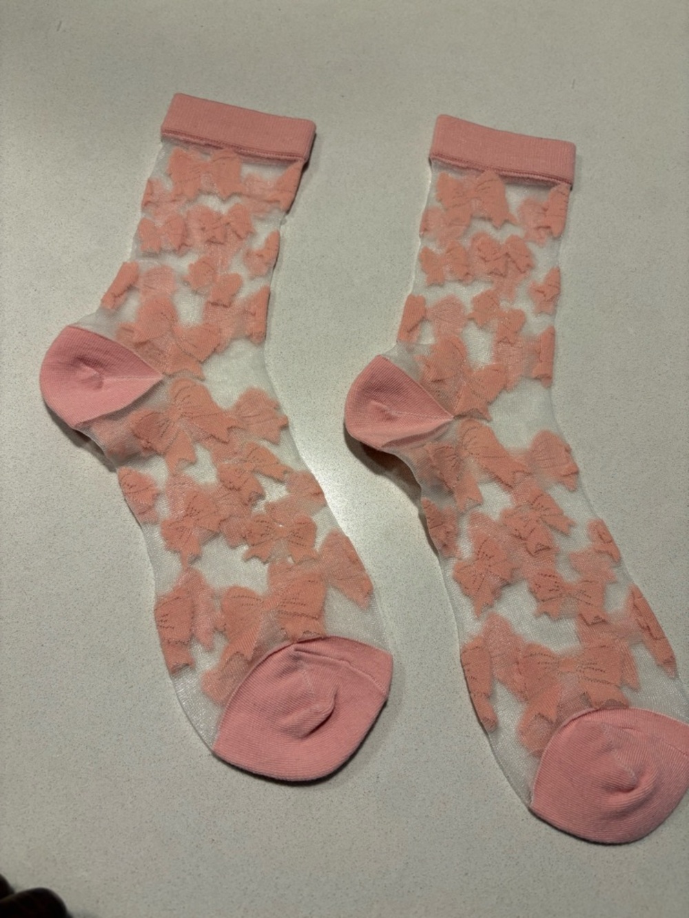 Sheer Pink Butterfly Crew Socks - Pack of 1